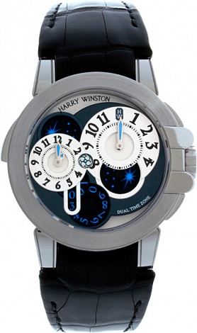 Review Harry Winston Ocean Dual Time 400/MATZ44ZC.W watch Replica - Click Image to Close